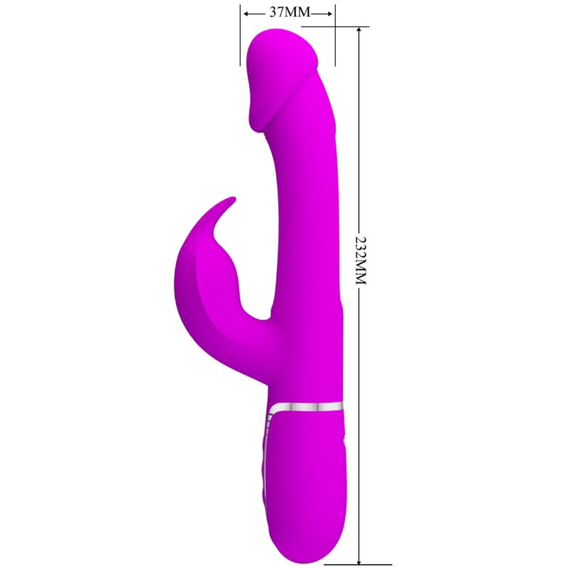 PRETTY LOVE - KAMPAS VIBRADOR RABBIT 3 EM 1 MULTIFUNÇÕES COM LÍNGUA FUCSIA