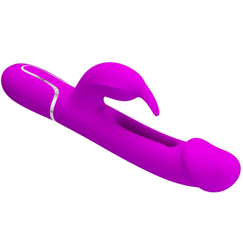 PRETTY LOVE - KAMPAS VIBRADOR RABBIT 3 EM 1 MULTIFUNÇÕES COM LÍNGUA FUCSIA