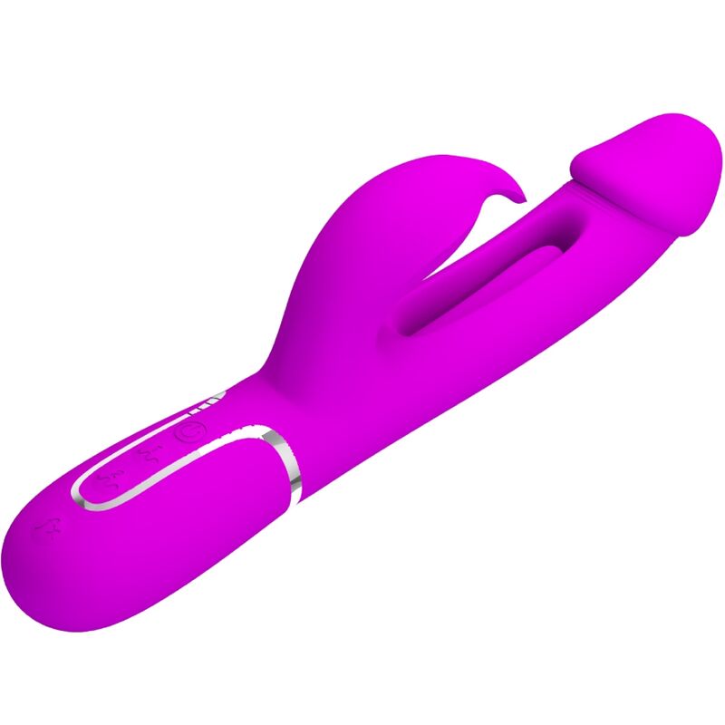 PRETTY LOVE - KAMPAS VIBRADOR RABBIT 3 EM 1 MULTIFUNÇÕES COM LÍNGUA FUCSIA