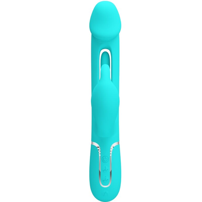 PRETTY LOVE - KAMPAS VIBRADOR RABBIT 3 EM 1 MULTIFUNÇÕES COM LÍNGUA VERDE ÁGUA