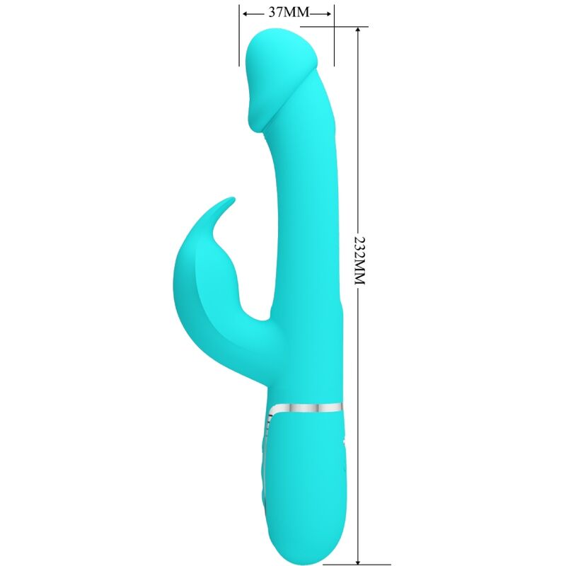 PRETTY LOVE - KAMPAS VIBRADOR RABBIT 3 EM 1 MULTIFUNÇÕES COM LÍNGUA VERDE ÁGUA