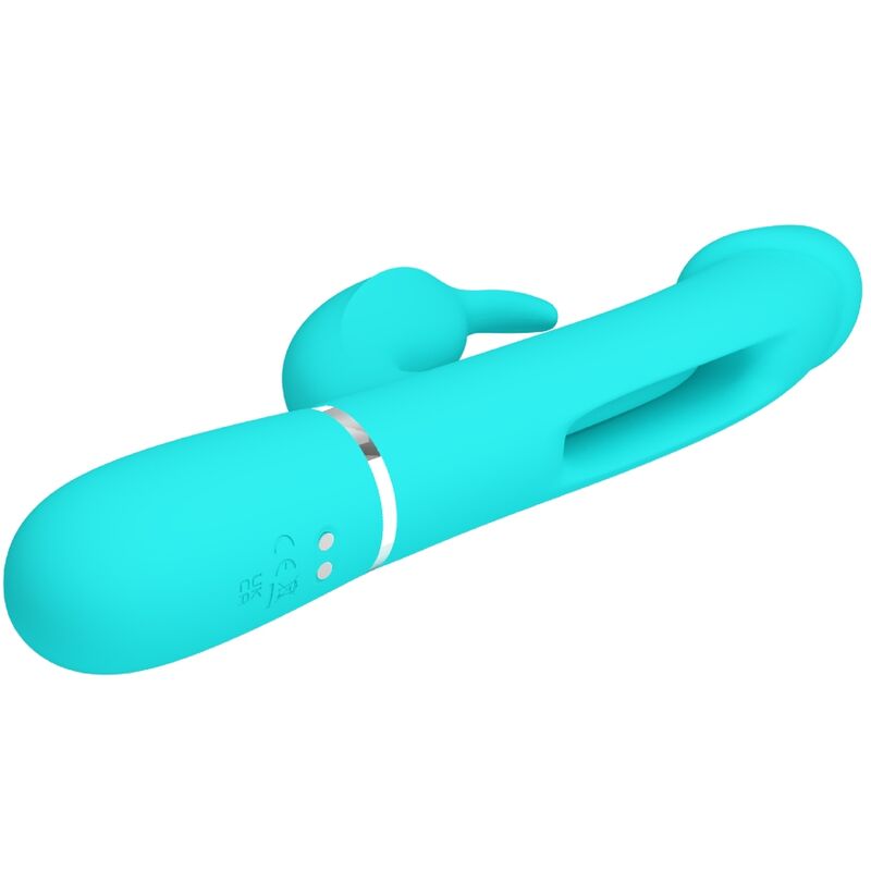 PRETTY LOVE - KAMPAS VIBRADOR RABBIT 3 EM 1 MULTIFUNÇÕES COM LÍNGUA VERDE ÁGUA
