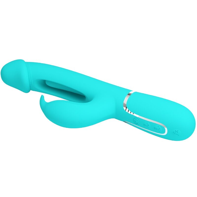 PRETTY LOVE - KAMPAS VIBRADOR RABBIT 3 EM 1 MULTIFUNÇÕES COM LÍNGUA VERDE ÁGUA