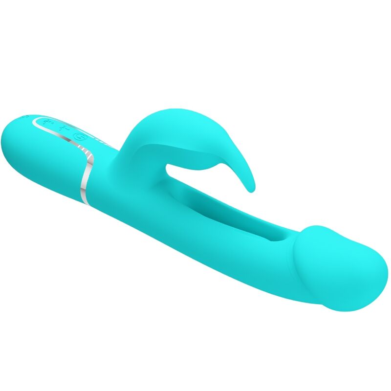 PRETTY LOVE - KAMPAS VIBRADOR RABBIT 3 EM 1 MULTIFUNÇÕES COM LÍNGUA VERDE ÁGUA