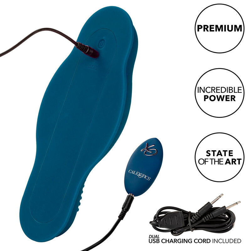 CALEXOTICS - RIDER MASSAJADOR DUPLO MOTOR COM CONTROLO REMOTO AZUL