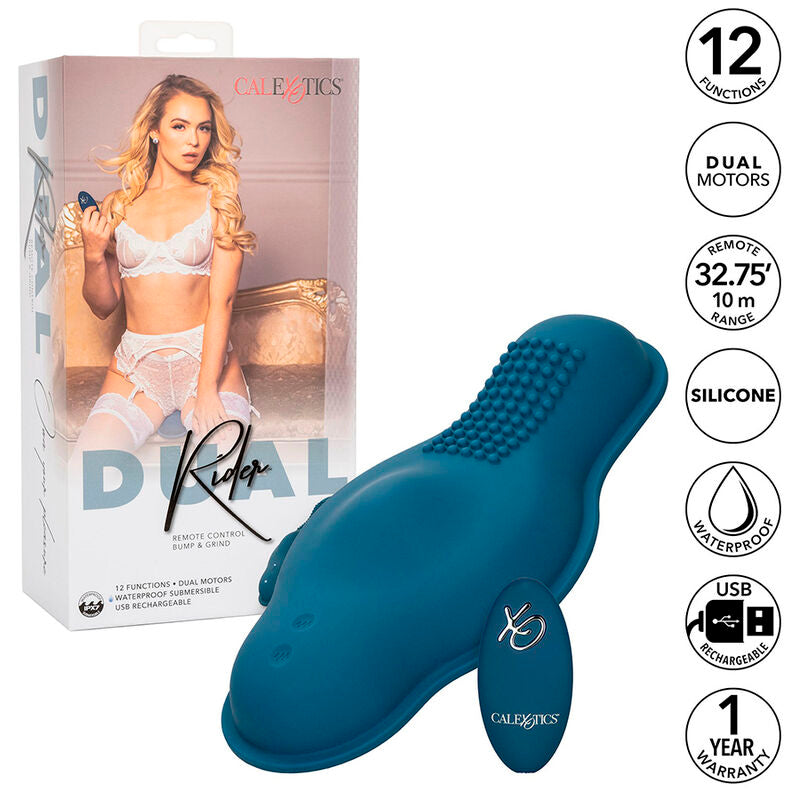 CALEXOTICS - RIDER MASSAJADOR DUPLO MOTOR COM CONTROLO REMOTO AZUL