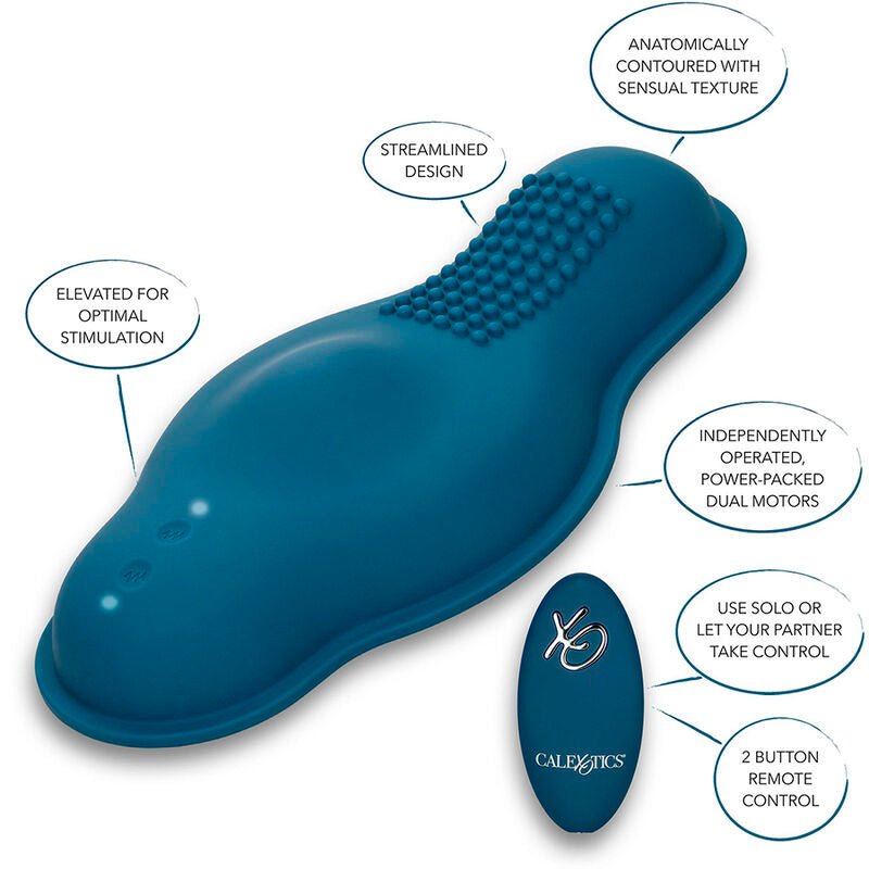 CALEXOTICS - RIDER MASSAJADOR DUPLO MOTOR COM CONTROLO REMOTO AZUL