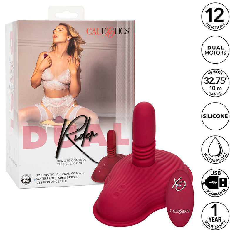 CALEXOTICS - RIDER MASSAJADOR DUPLO MOTOR COM CONTROLO REMOTO VERMELHO