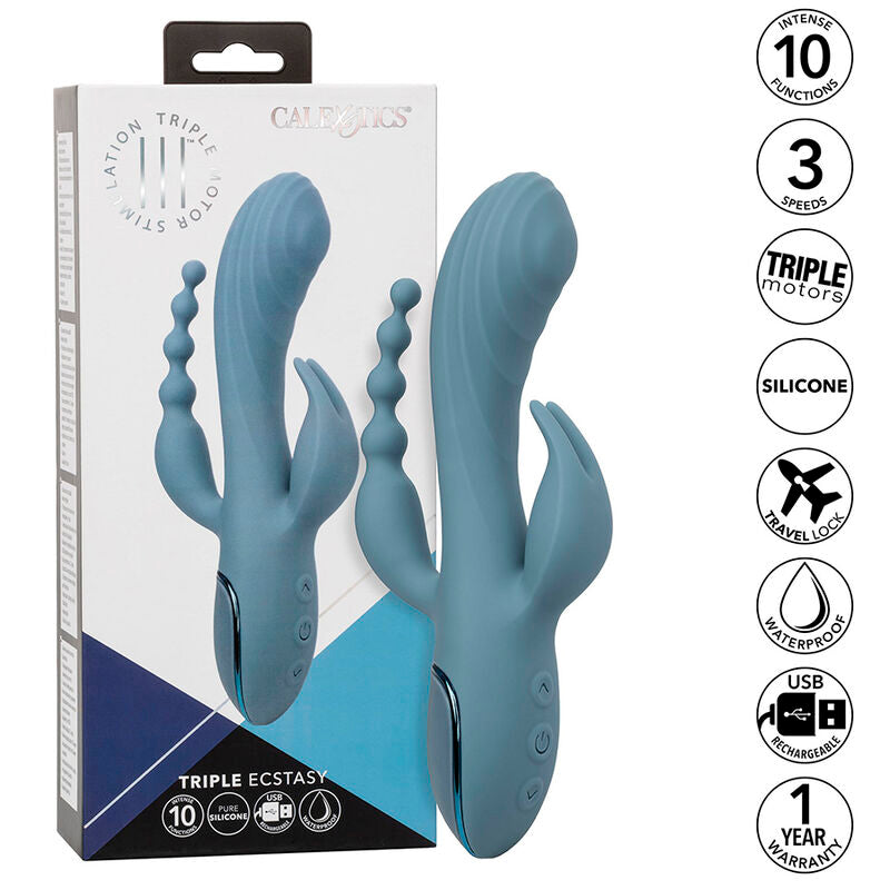 CALEXOTICS - VIBRADOR TRIPLE ÊXTASE CINZA
