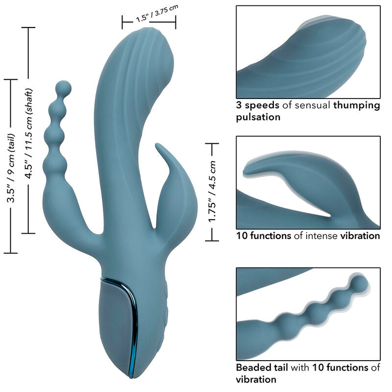 CALEXOTICS - VIBRADOR TRIPLE ÊXTASE CINZA