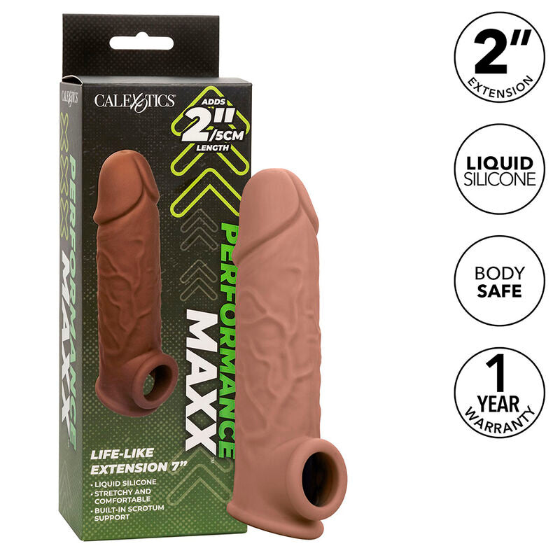 CALEXOTICS - EXTENSIÓN PERFORMANCE MAXX REALISTA 7 PELE MARROM