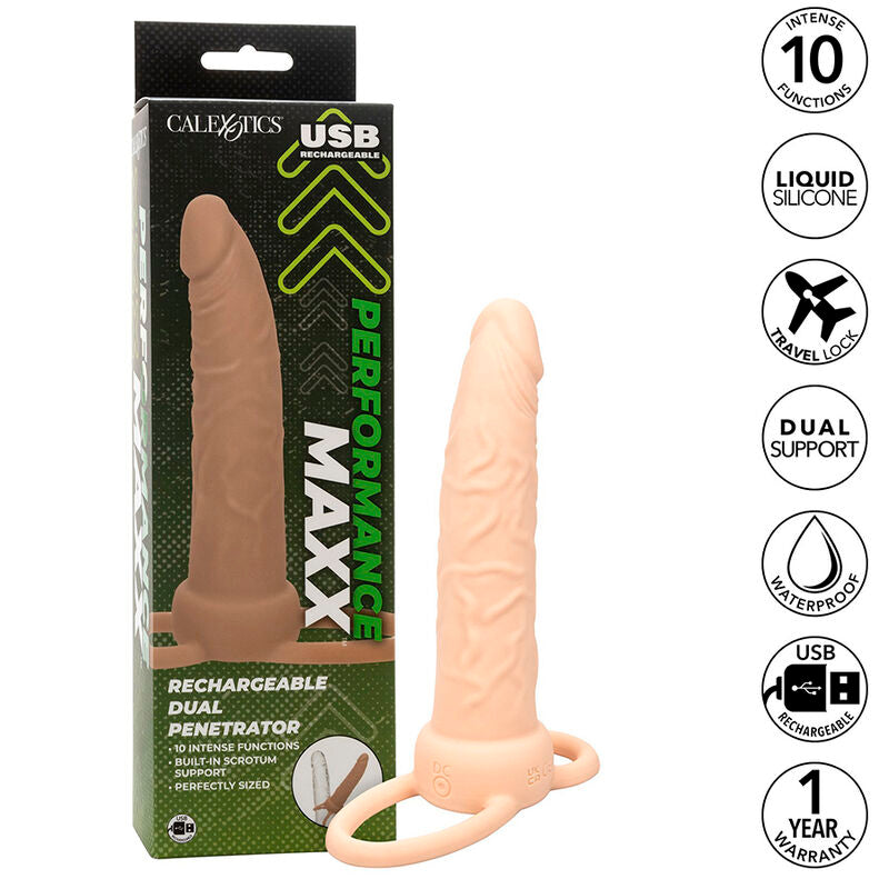 CALEXOTICS - PERFORMANCE MAXX DUPLO PENETRADOR RECARREGÁVEL TOM PELE CLARO