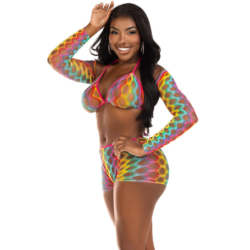 LEG AVENUE - CONJUNTO TRÊS PEÇAS MULTICOLOR