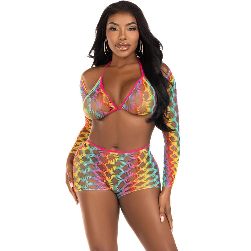 LEG AVENUE - CONJUNTO TRÊS PEÇAS MULTICOLOR