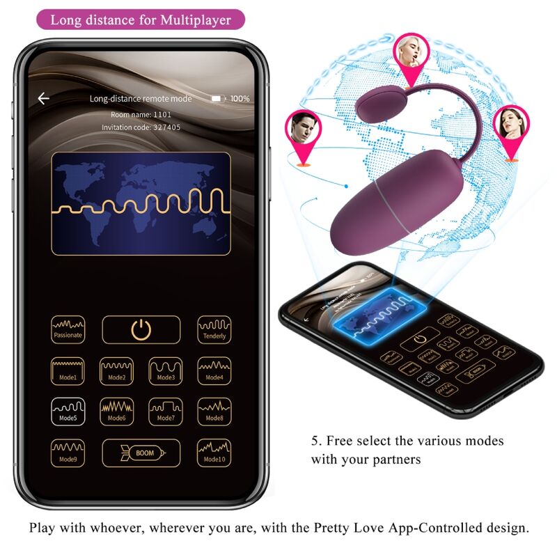 PRETTY LOVE - NYMPH OVO VIBRADOR CONTROLADO POR APP LILÁS
