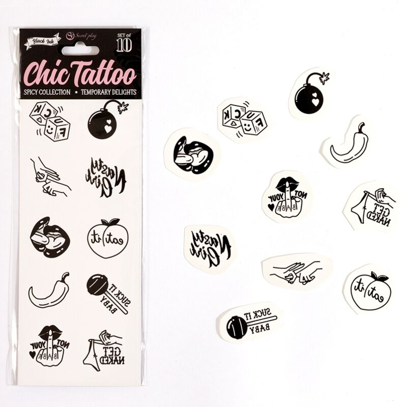 SECRET PLAY - SET DE 10 TATUAGENS TEMPORÁRIAS SPICY COLLECTION