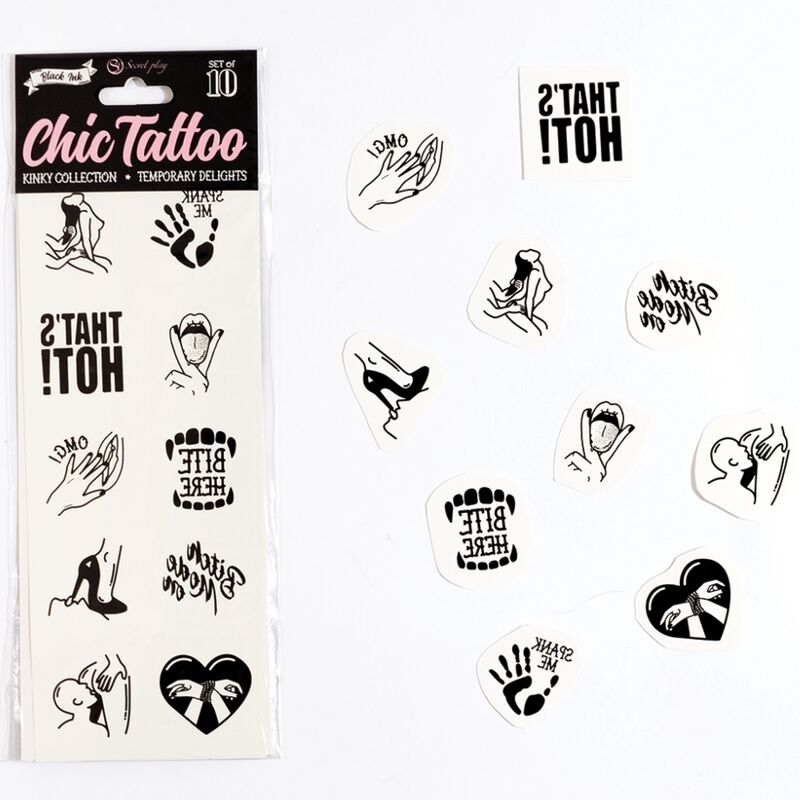 SECRET PLAY - SET DE 10 TATUAGENS TEMPORÁRIAS KINKY COLLECTION