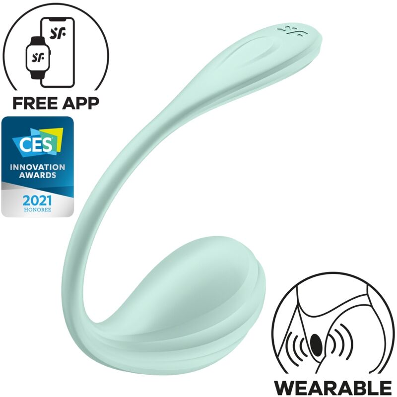 SATISFYER - SMOOTH PETAL ESTIMULADOR PONTO G VERDE ÁGUA COM APP GRÁTIS