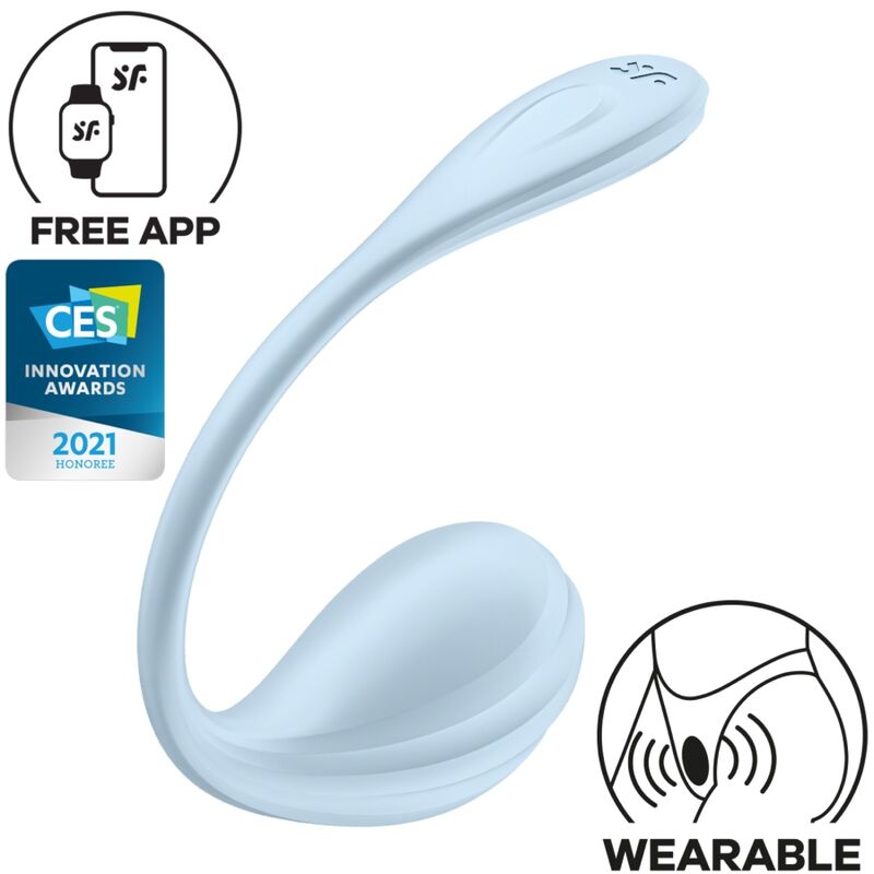 SATISFYER - SMOOTH PETAL ESTIMULADOR PONTO G CELESTE COM APP GRÁTIS