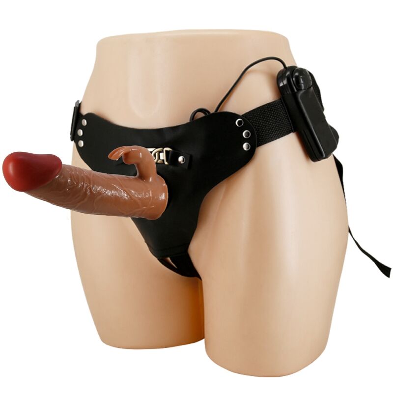PRETTY LOVE - MARION HARNESS BRIEFS UNIVERSAL COM DILDO VIBRAÇÃO 19 CM CASTANHO