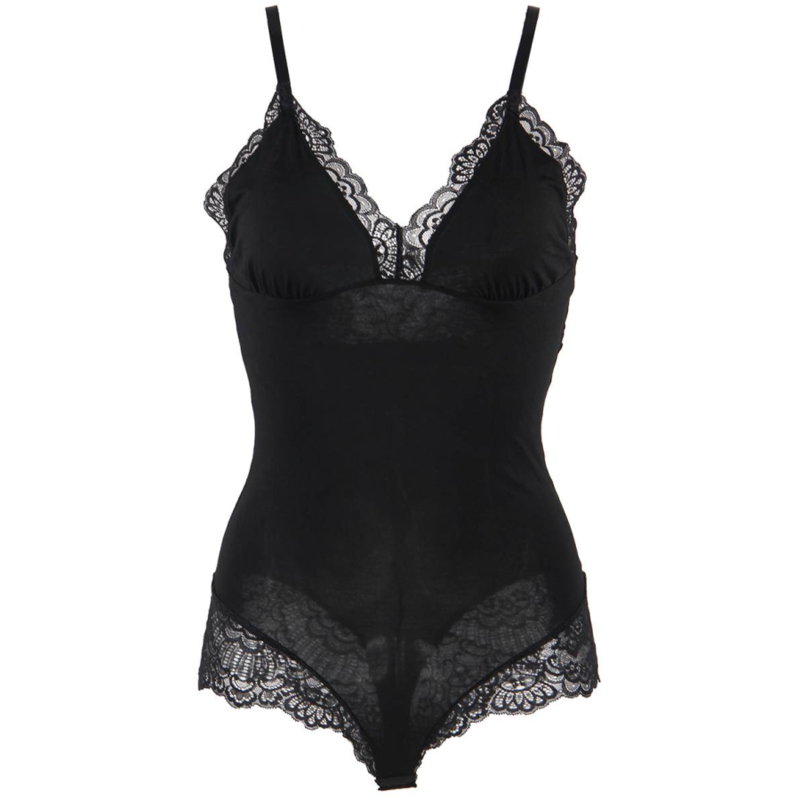 SUBBLIME - PELUCHE PRETO FLORAL DETALHE DE RENDA S/M