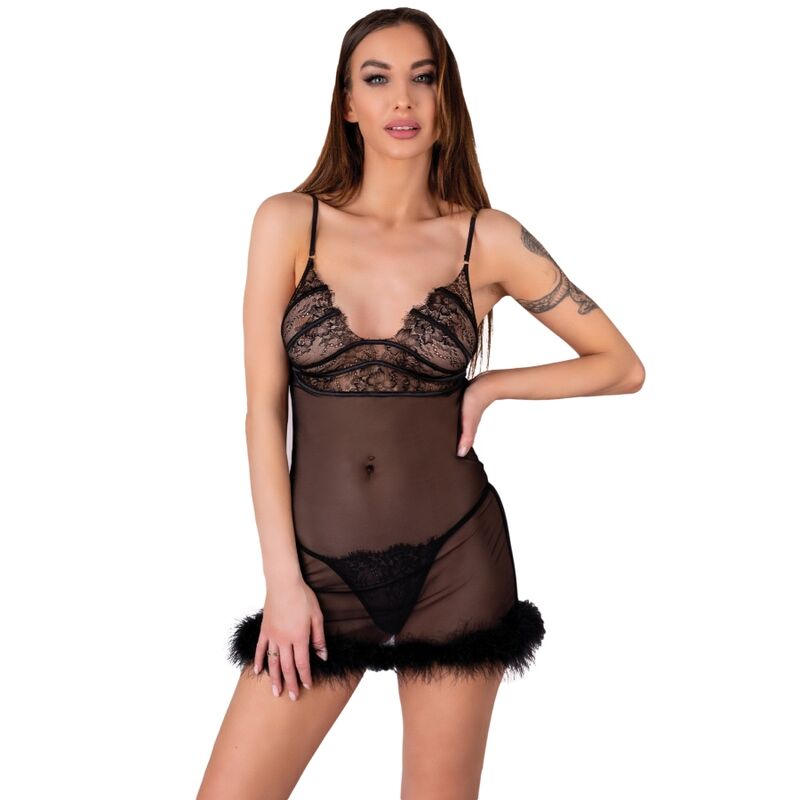 Livco Corsetti Fashion - Conjunto Babydoll Zerunam + Cueca Negra