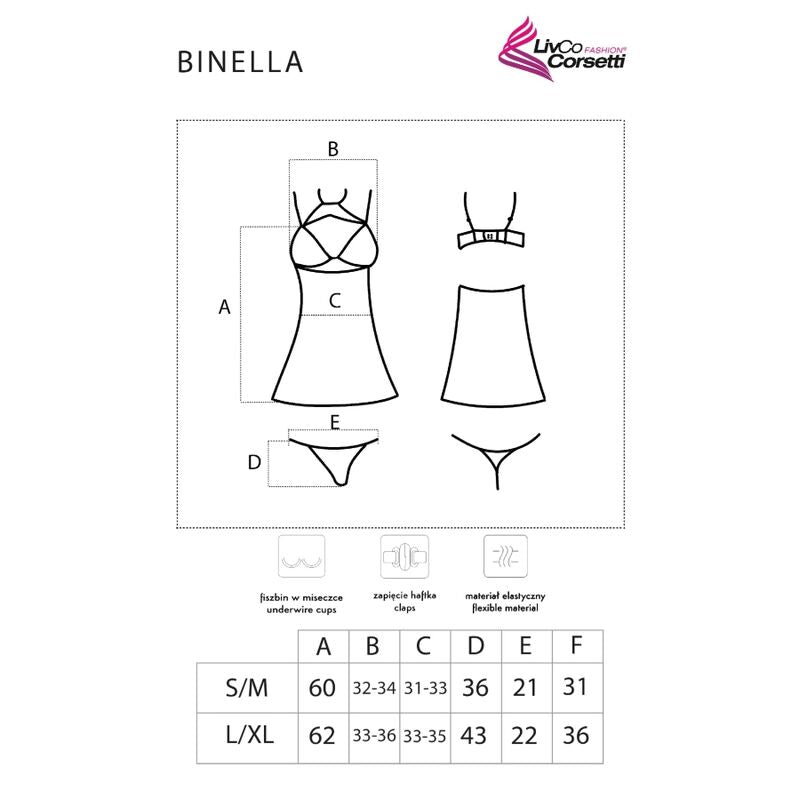 LIVCO CORSETTI FASHION - BINELLA CONJUNTO BABYDOLL + TANGA PRETO S/M