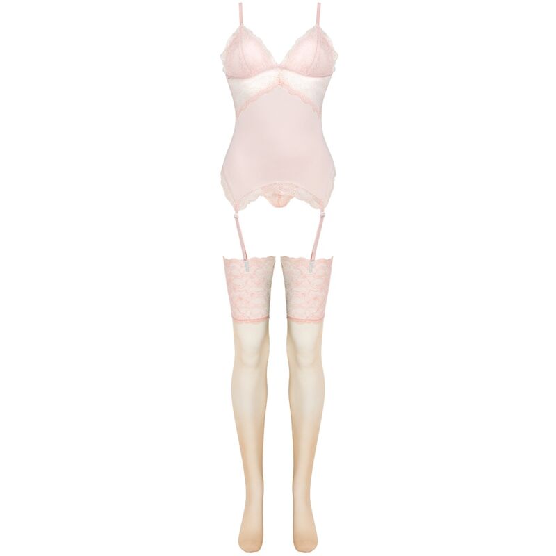PERSINNE PEACH CONJUNTO CORSET + CUECA + MEIAS S/M - LIVCO CORSETTI FASHION