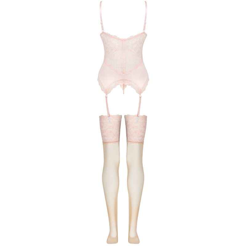PERSINNE PEACH CONJUNTO CORSET + CUECA + MEIAS S/M - LIVCO CORSETTI FASHION