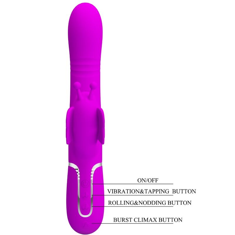 PRETTY LOVE - VIBRADOR RABBIT MULTIFUNÇÃO 4 EM 1 BORBOLETA FUCSIA