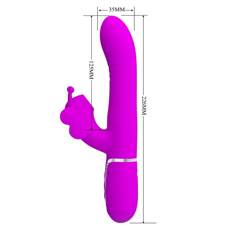 PRETTY LOVE - VIBRADOR RABBIT MULTIFUNÇÃO 4 EM 1 BORBOLETA FUCSIA