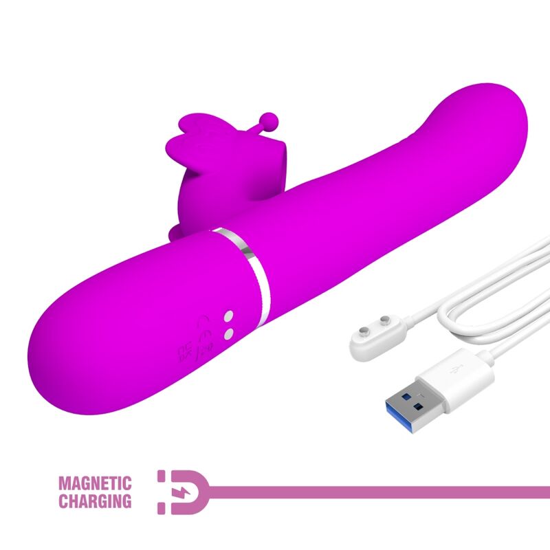 PRETTY LOVE - VIBRADOR RABBIT MULTIFUNÇÃO 4 EM 1 BORBOLETA FUCSIA