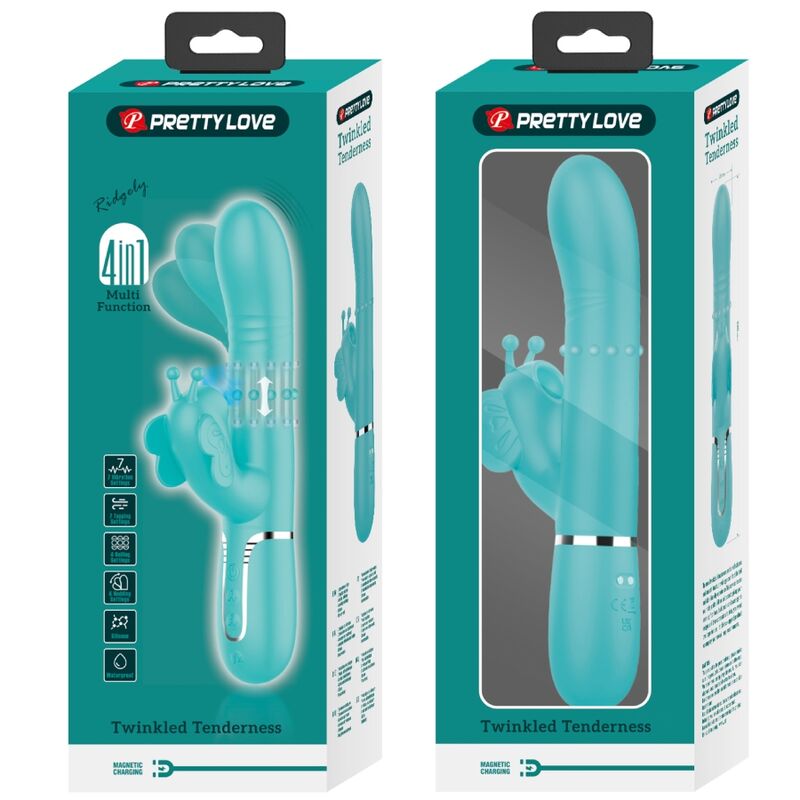 Pretty Love - Vibrador Coelho Multifuncional 4 en 1 Mariposa Aqua Verde