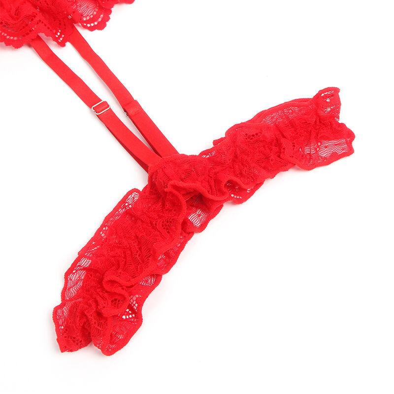 SUBBLIME - TEDDY COM LIGA E DETALHE EM RENDA E TIRAS VERMELHO S/M