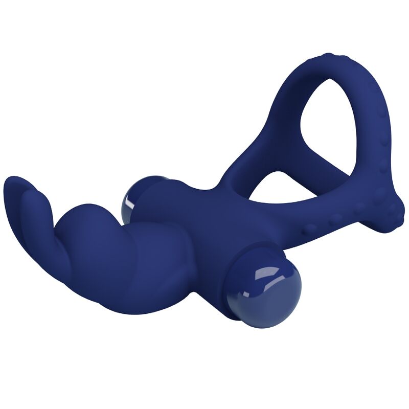 PRETTY LOVE - LUCHITO ANEL DUPLO RABBIT VIBRADOR AZUL