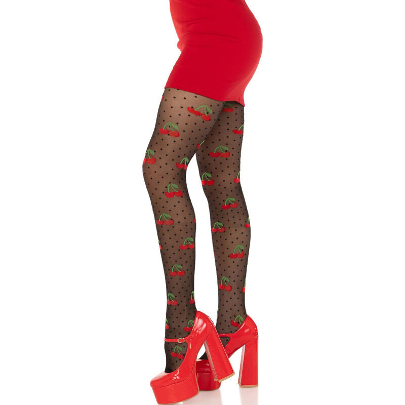 LEG AVENUE - MEIAS COM POÁS E CEREJA PRETO