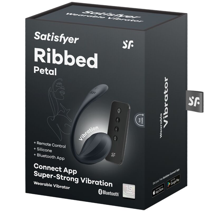 SATISFYER - RIBBED PETAL ESTIMULADOR PONTO G COM CONTROLO REMOTO PRETO APP GRÁTIS
