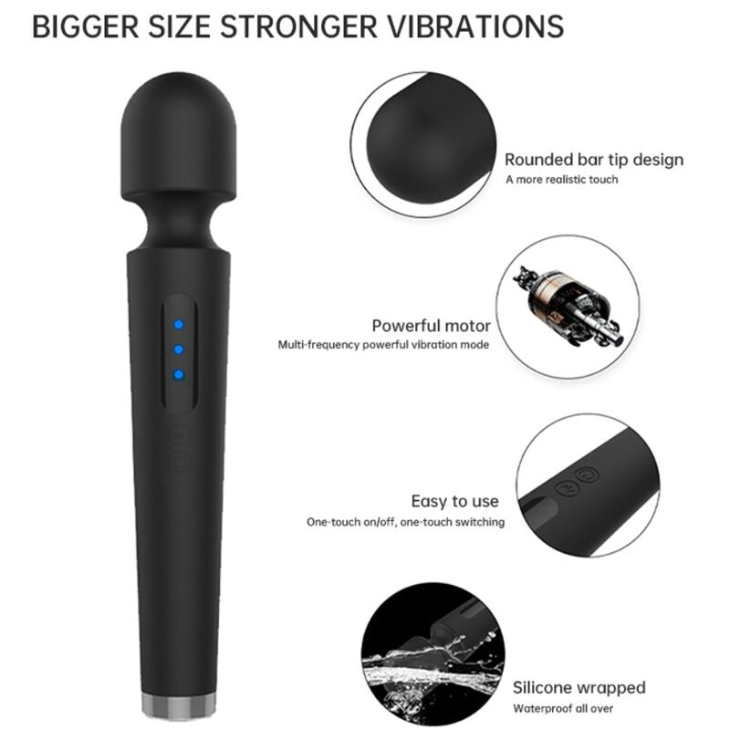 Armony - X Power Grande Masajeador y Vibrador 7 Vibraciones Negro