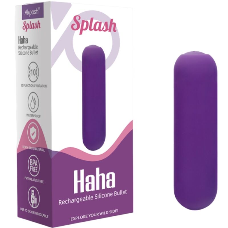 ARMONY - SPLASH HAHA VIBRADOR BALA SILICONA 10 VIBRAÇÕES 75 X 19 CM ROXO