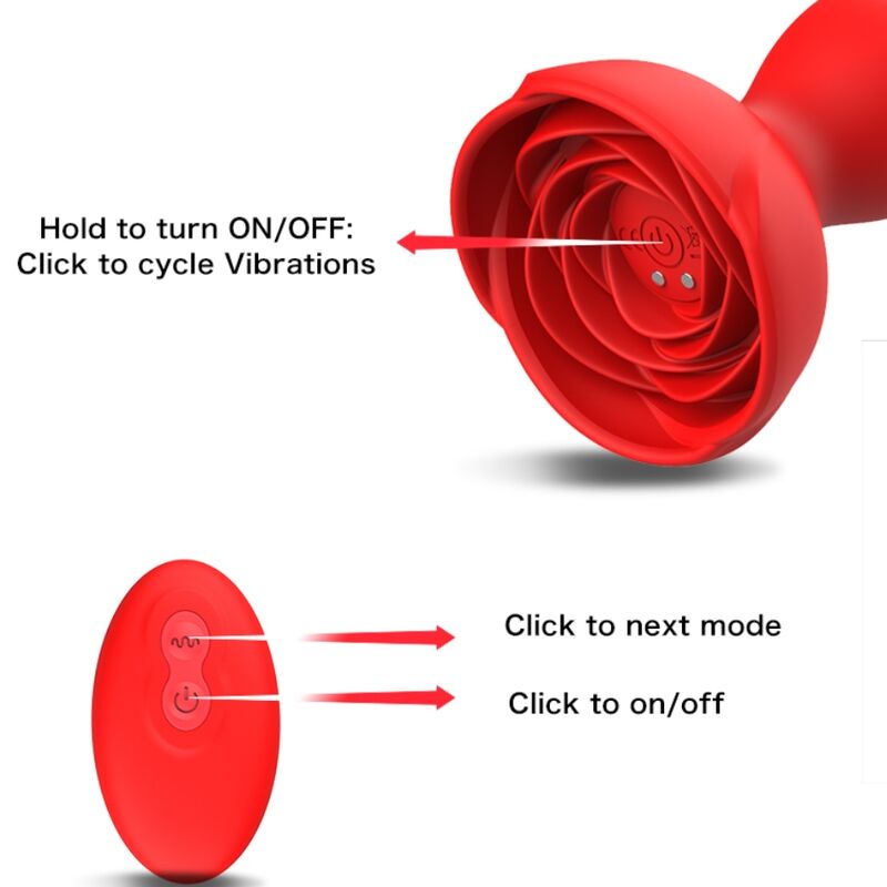 ARMONY - EXTREME A BLOOM VIBRADOR ROSE E PLUG ANAL CONTROLE REMOTO VERMELHO