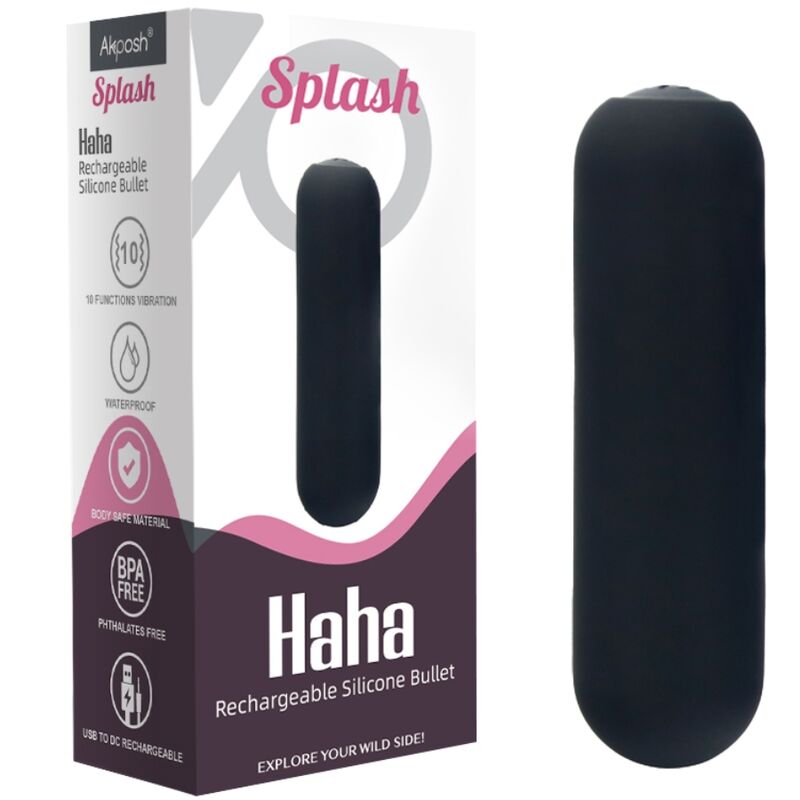 ARMONY - SPLASH HAHA VIBRADOR BALA SILICONA 10 VIBRAÇÕES 75 X 19 CM PRETO