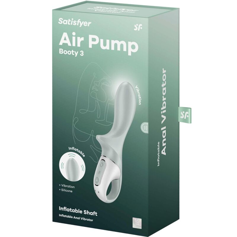 Satisfyer Air Pump Booty 3 Vibrador Anal Inflável Gris Verde