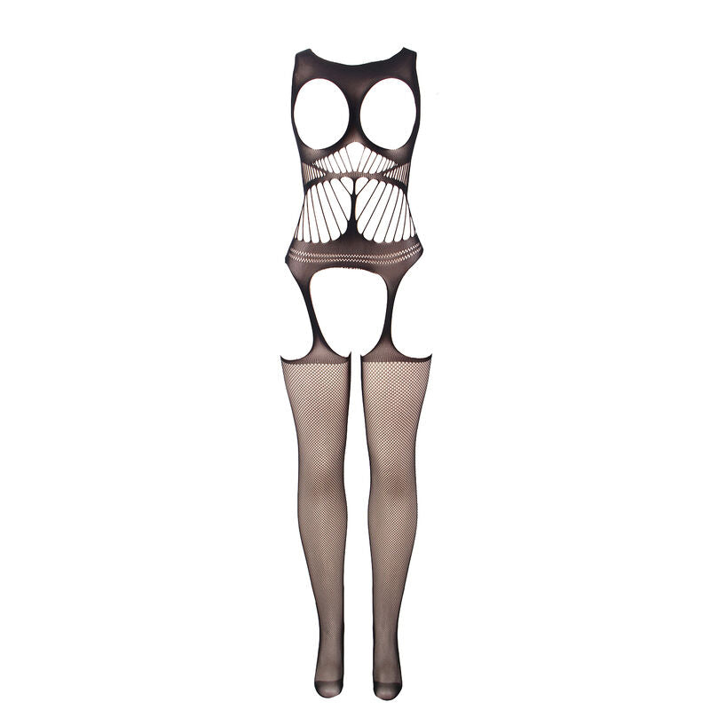 SUBBLIME - 951900 BODYSTOCKING ABERTO ENTREPERNAS EM REDE COM COPAS E OMBROS ABERTOS PRETO TAMANHO ÚNICO