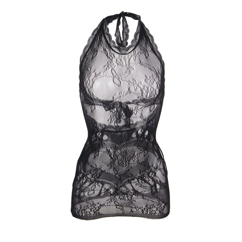 SUBBLIME - 952075 VESTIDO CURTO EM REDE COSTAS ABERTAS COM DETALHE DE CORAÇÃO PRETO TAMANHO ÚNICO