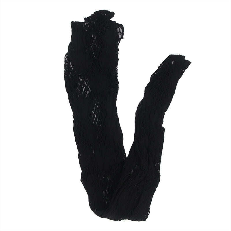 SUBBLIME - 952129 BODYSTOCKING EM REDE COM DESIGN DE VESTIDO E DETALHES FLORAIS PRETO TAMANHO ÚNICO