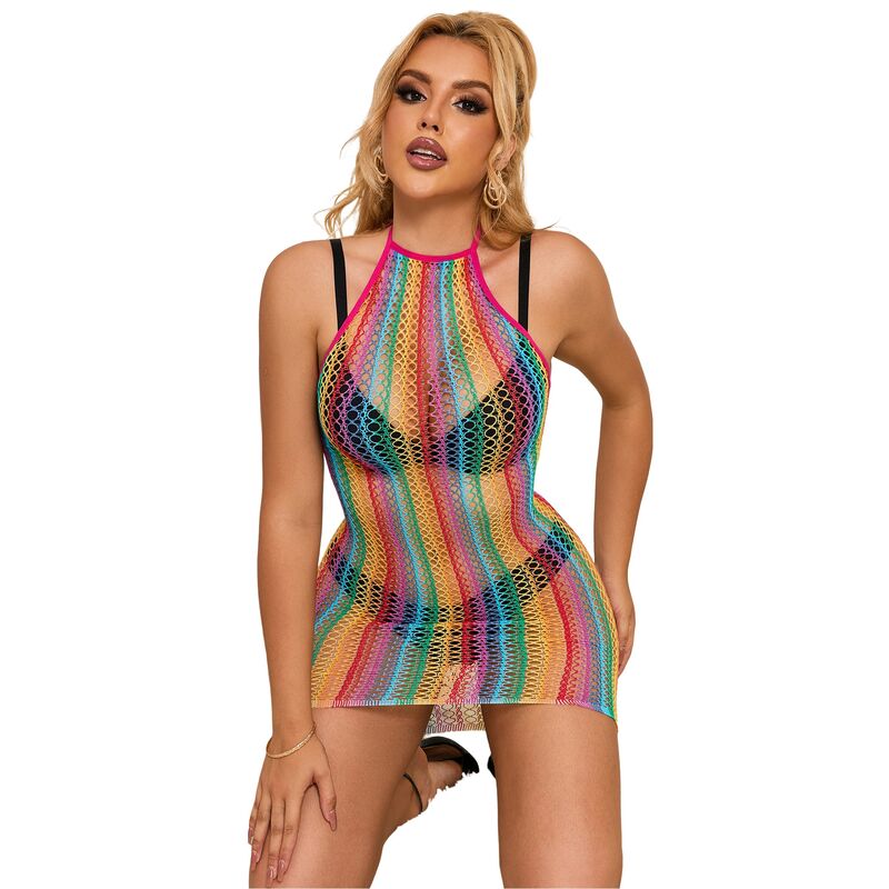 SUBBLIME - 952341 VESTIDO EM REDE ARCO-ÍRIS TAMANHO ÚNICO