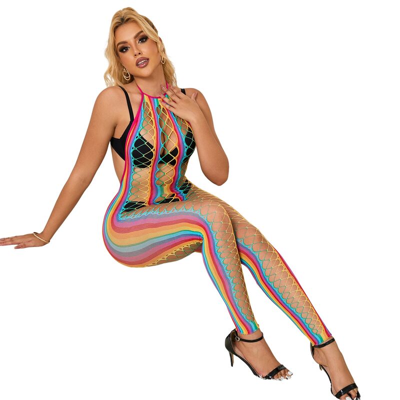 SUBBLIME - 952358 VESTIDO DE REDE GOLA HALTER ARCO-ÍRIS TAMANHO ÚNICO