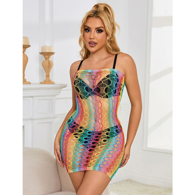 SUBBLIME - 952365 VESTIDO DE REDE OMBROS DESCOBERTOS ARCO-ÍRIS TAMANHO ÚNICO