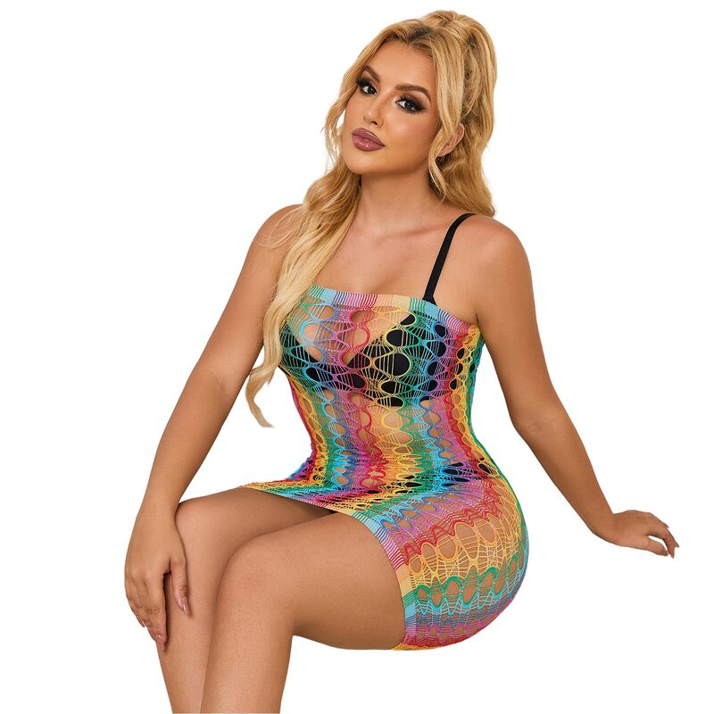 SUBBLIME - 952365 VESTIDO DE REDE OMBROS DESCOBERTOS ARCO-ÍRIS TAMANHO ÚNICO