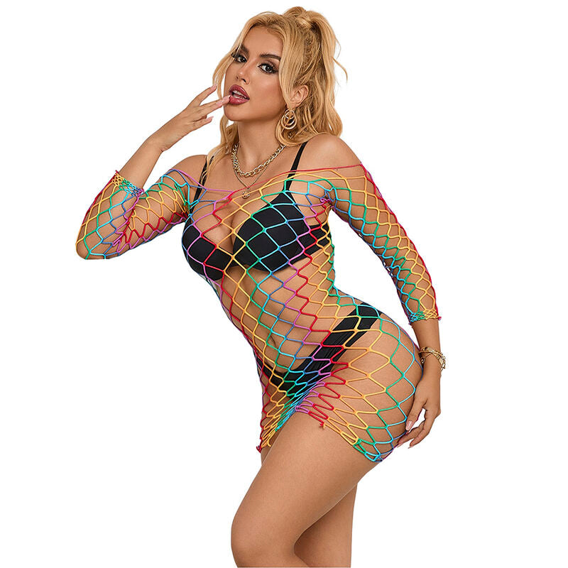 SUBBLIME - 952426 VESTIDO DE REDE MANGA COMPRIDA ARCO-ÍRIS TAMANHO ÚNICO